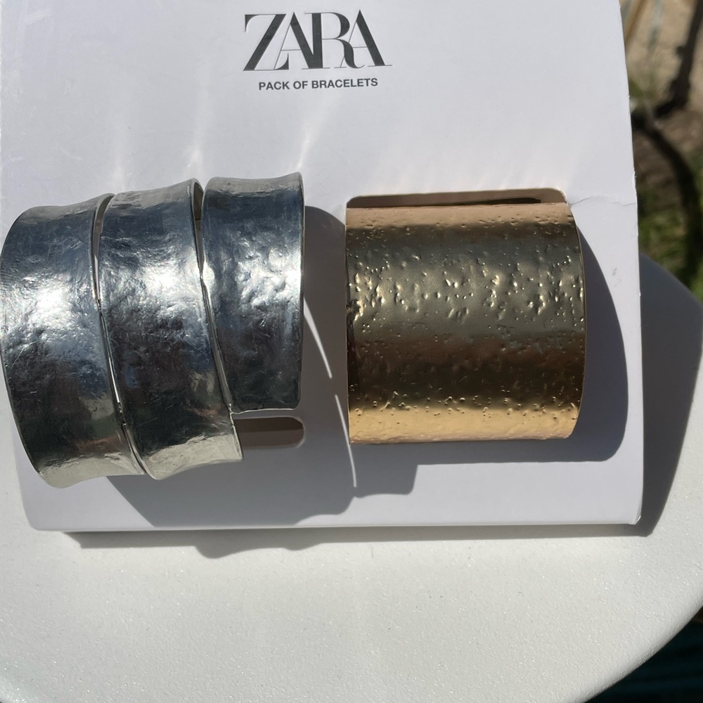 Zara Silver and Gold Bracelet Cuff Set